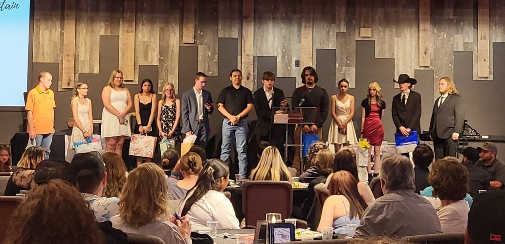 Seniors recognized on stage at the banquet